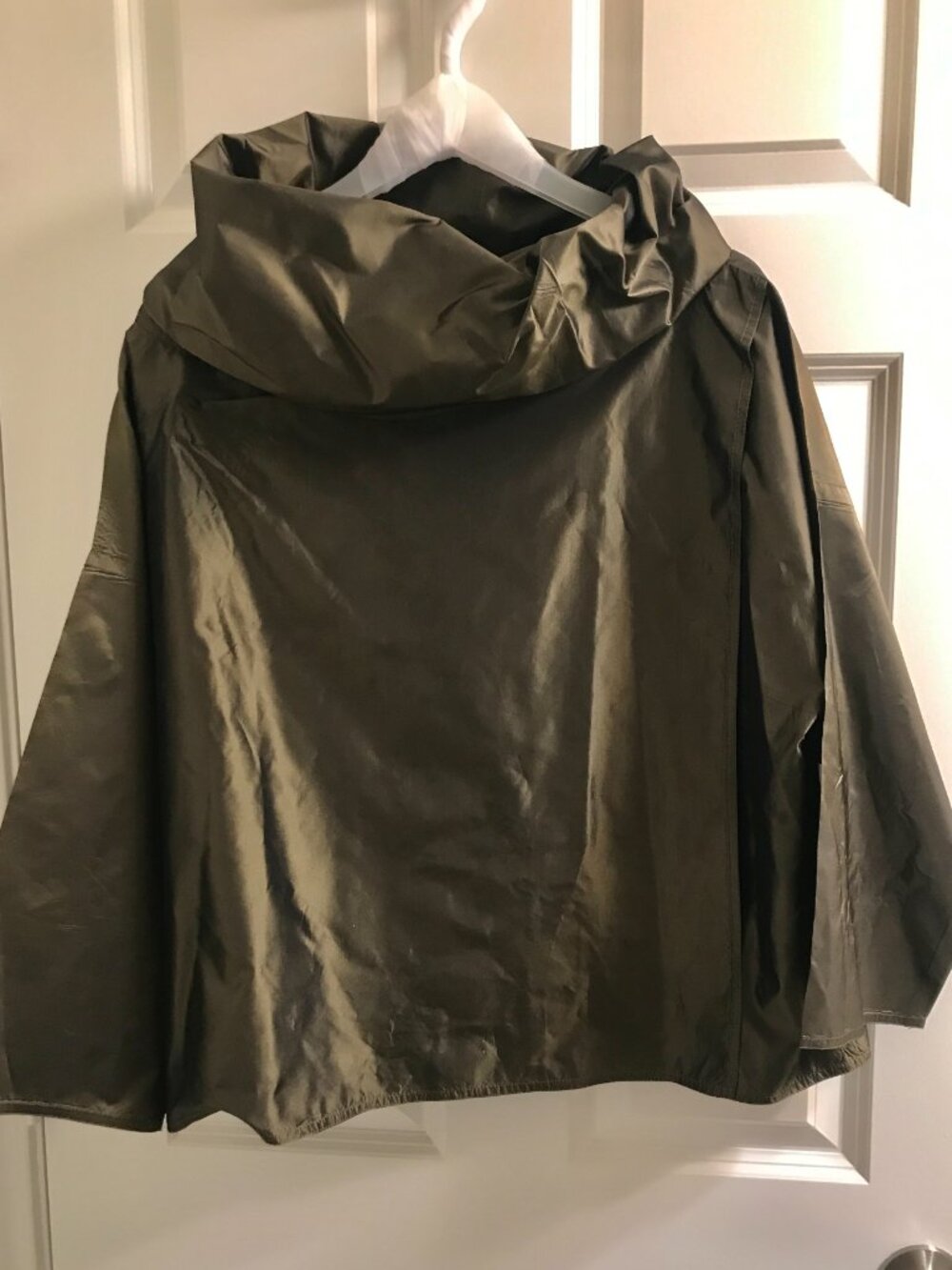 Elegant Olive Green Satin Blouson Top 100 % SILK by Zoran